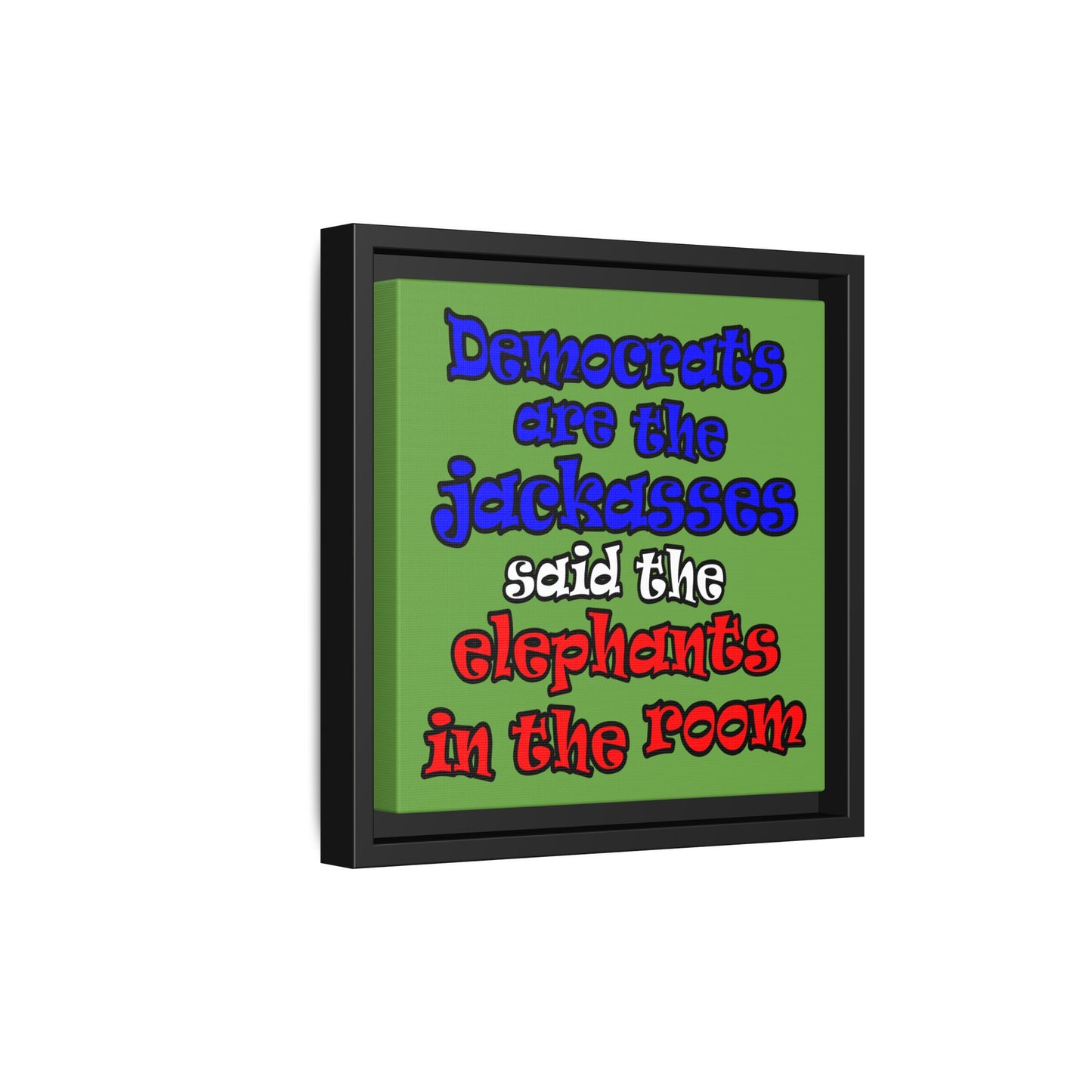 donkeys and elephants - framed canvas art (green)