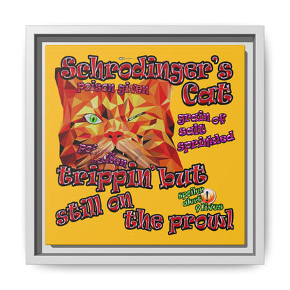 schrodinger's cat - framed canvas art (yellow)