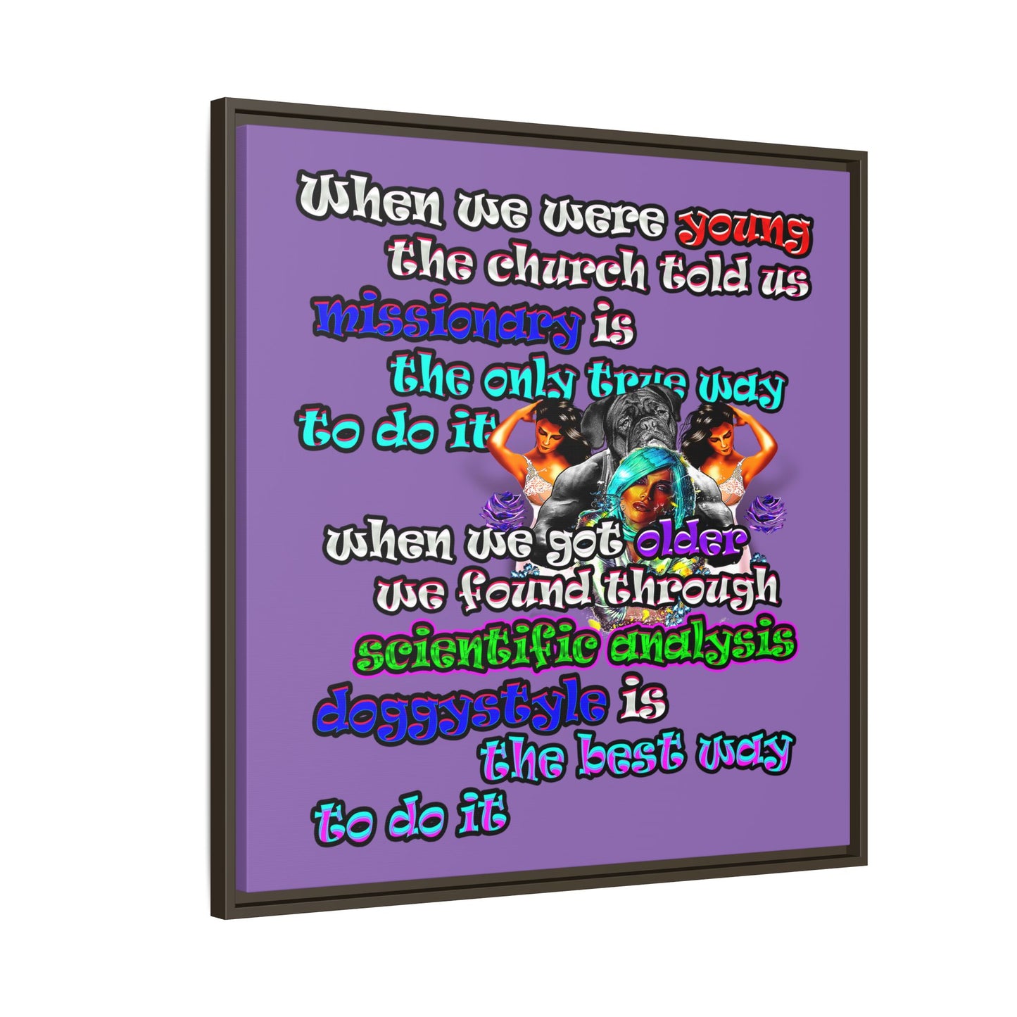 doggystyle - framed canvas art (light purple)