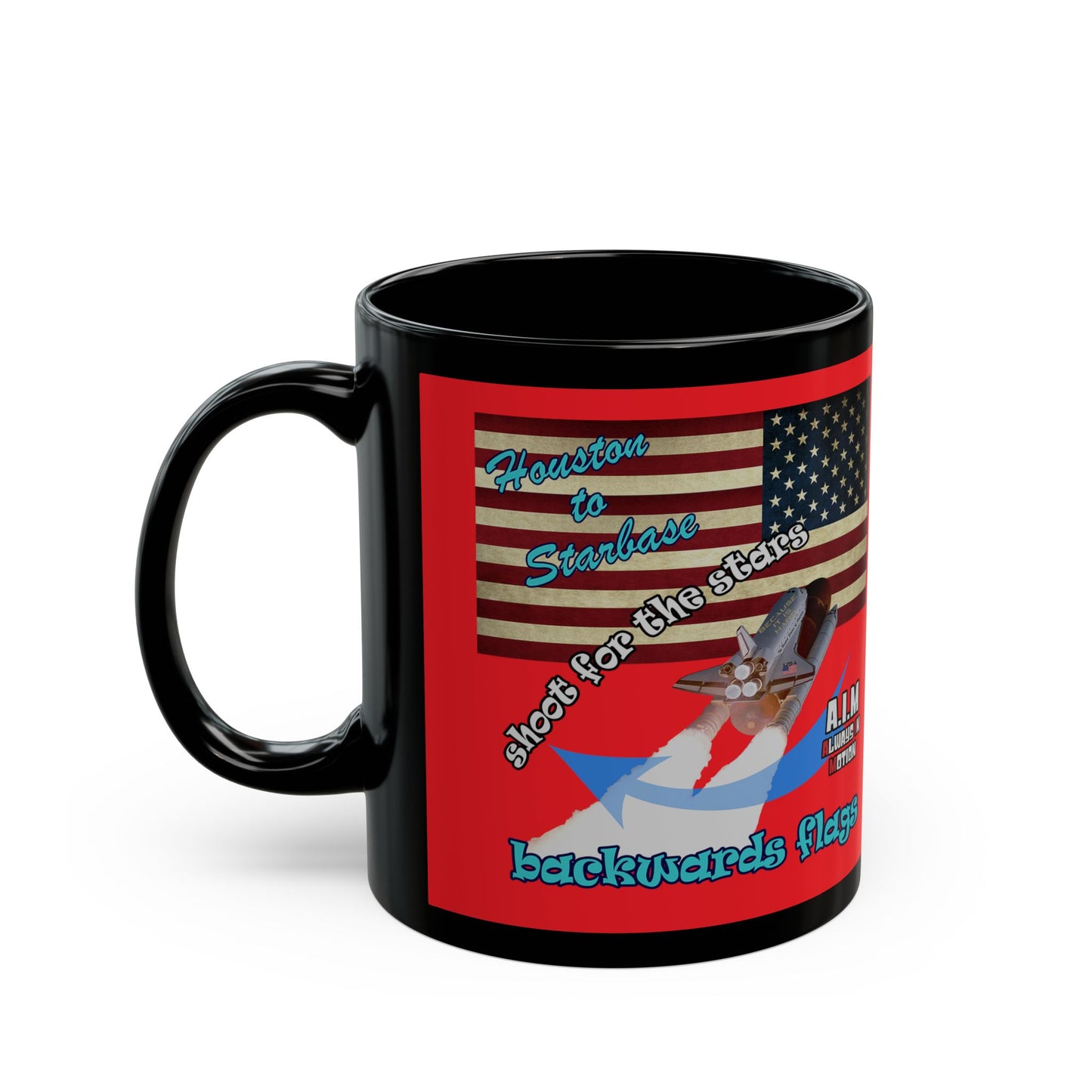 shoot for the stars - Black Mug (red)