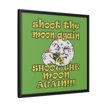shoot the moon again - framed canvas art (green)