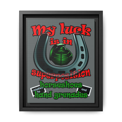 my luck - framed canvas art (dark grey)