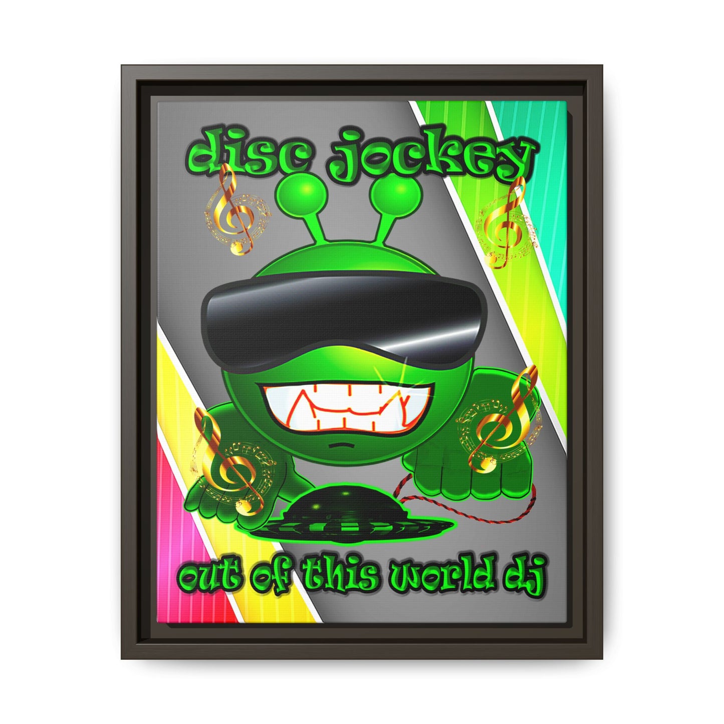 disc jockey - framed canvas art (rainbow split)