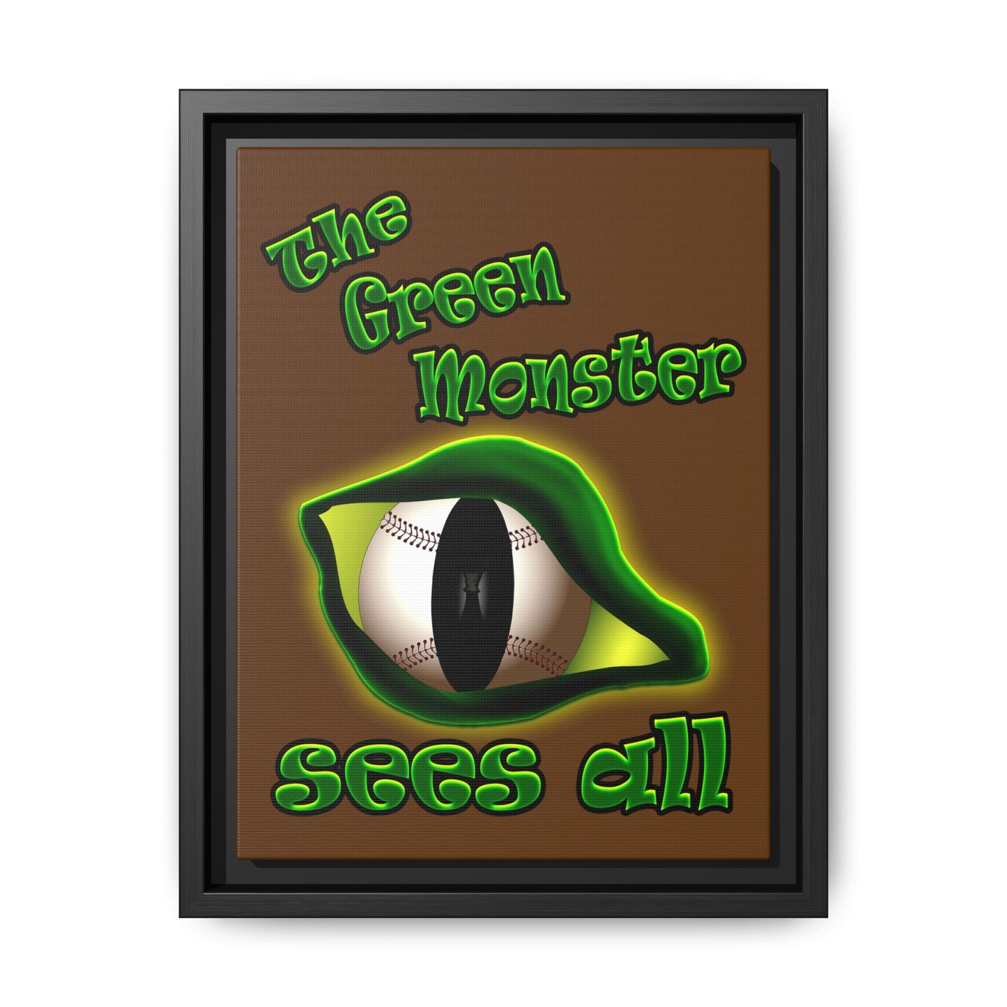 green monster - framed canvas art (brown)
