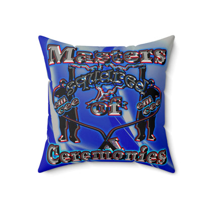 em cee squared - Faux Suede Square Pillow - (blue-white wave)
