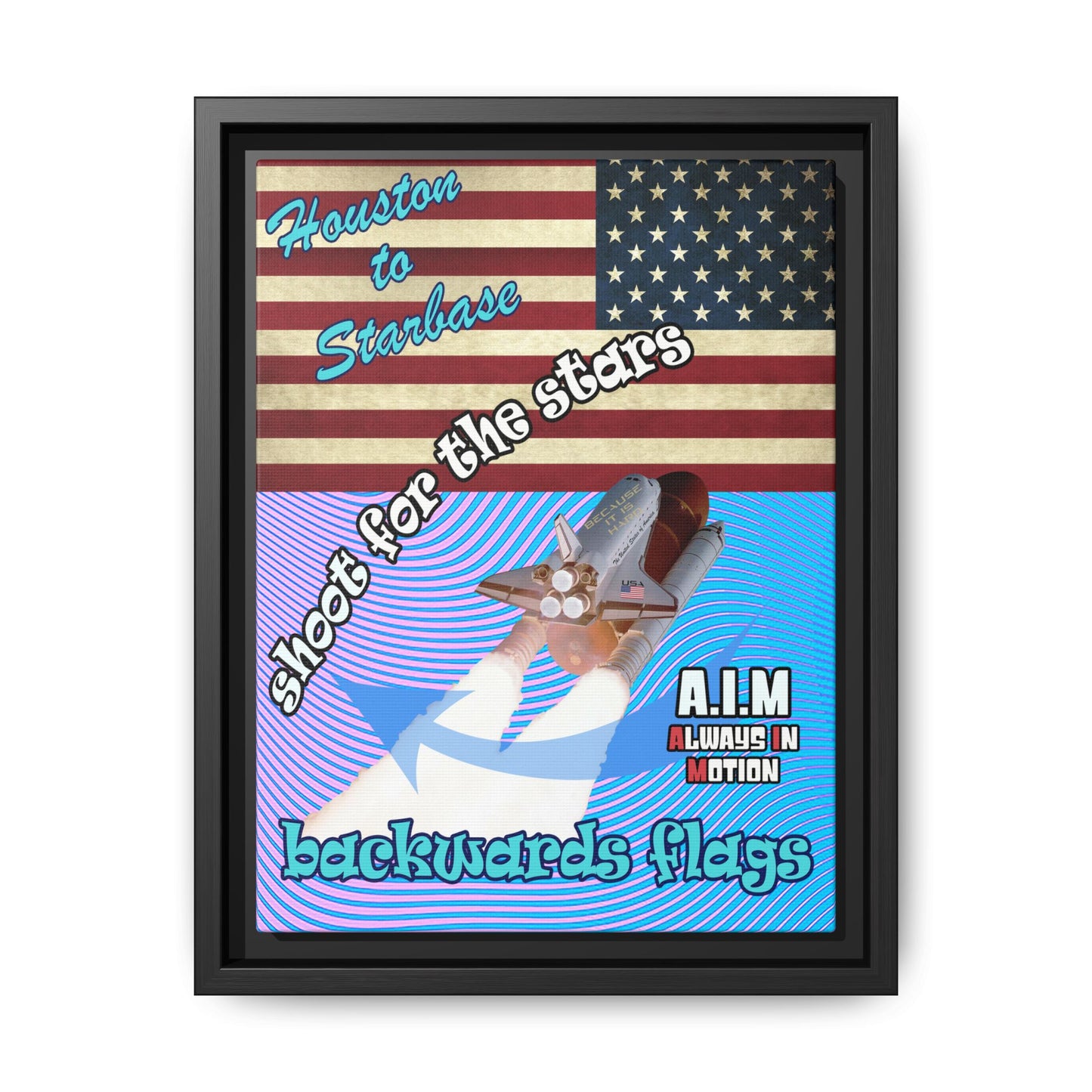 shoot for the stars - framed canvas art (light blue-purple wave)