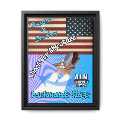 shoot for the stars - framed canvas art (light blue-purple wave)