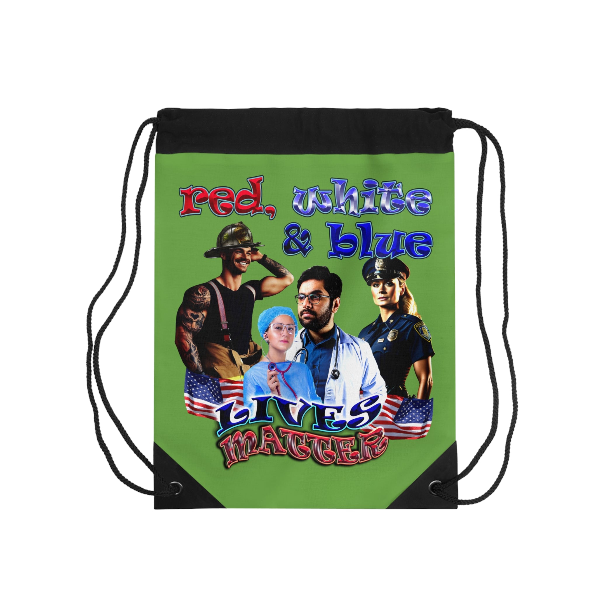 rw&b lives matter - Drawstring Bag (green)