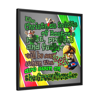 christmas spirits of boston - framed canvas art (rainbow split)