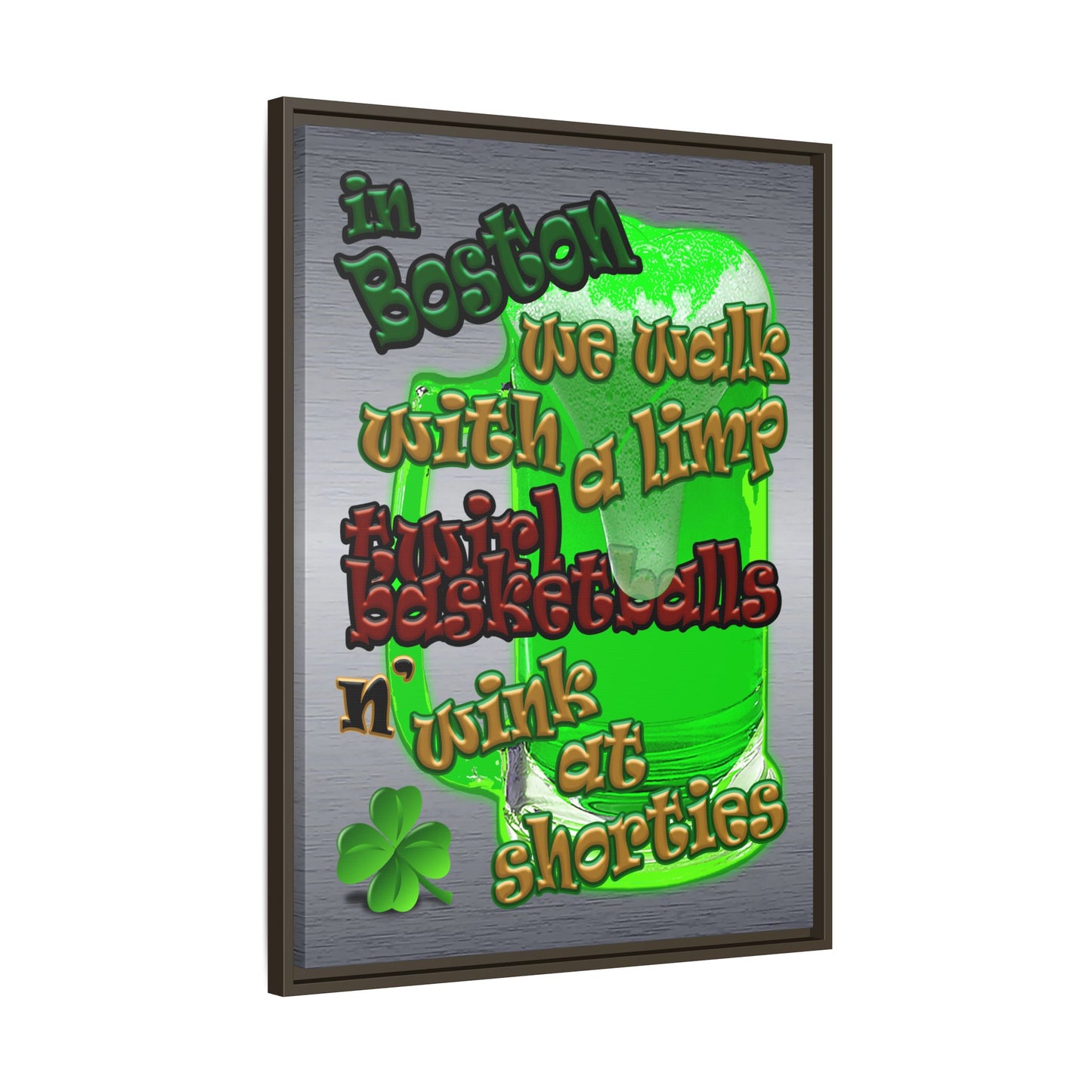 celtics logo - framed canvas art (brushed nickel)