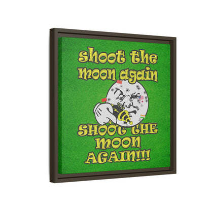 shoot the moon again - framed canvas art (green turf)