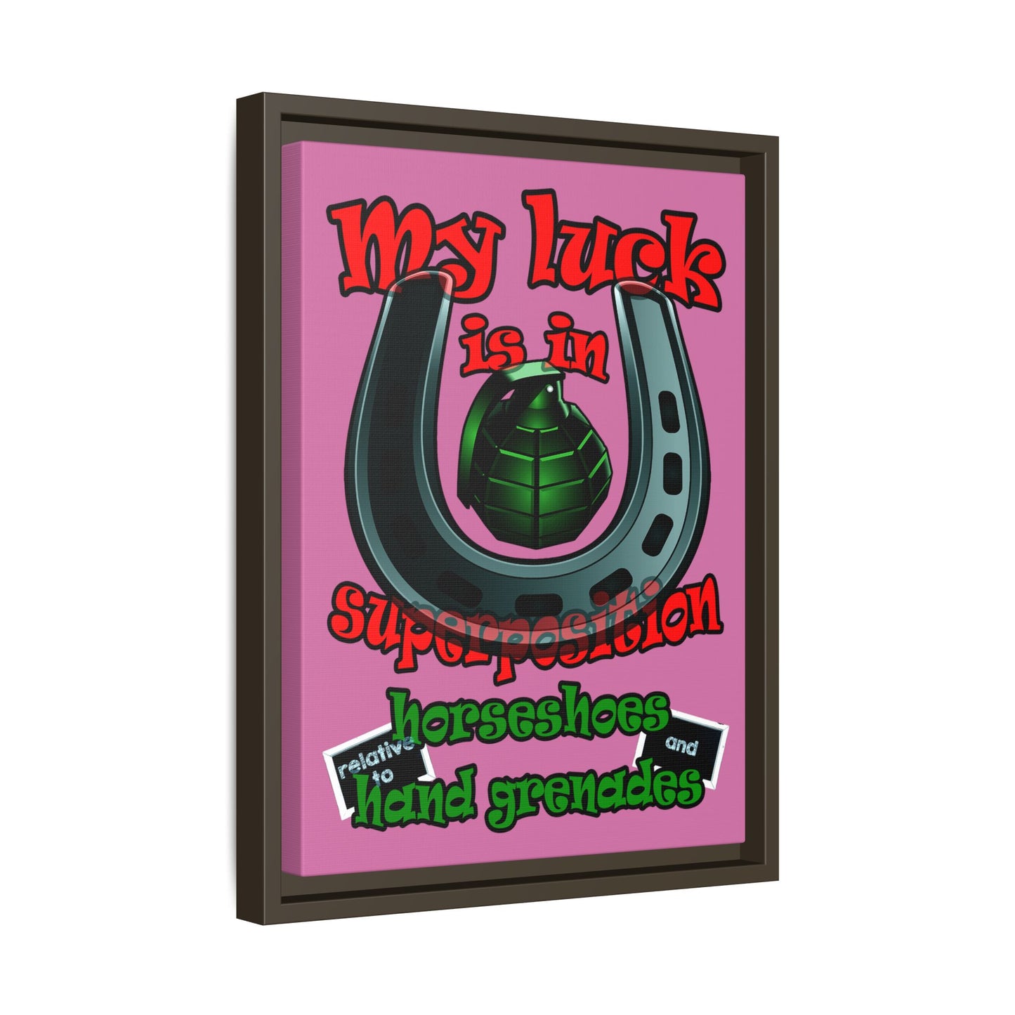 my luck - framed canvas art (light pink)