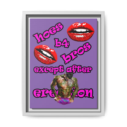 hoes b4 bros - framed canvas art (light purple)
