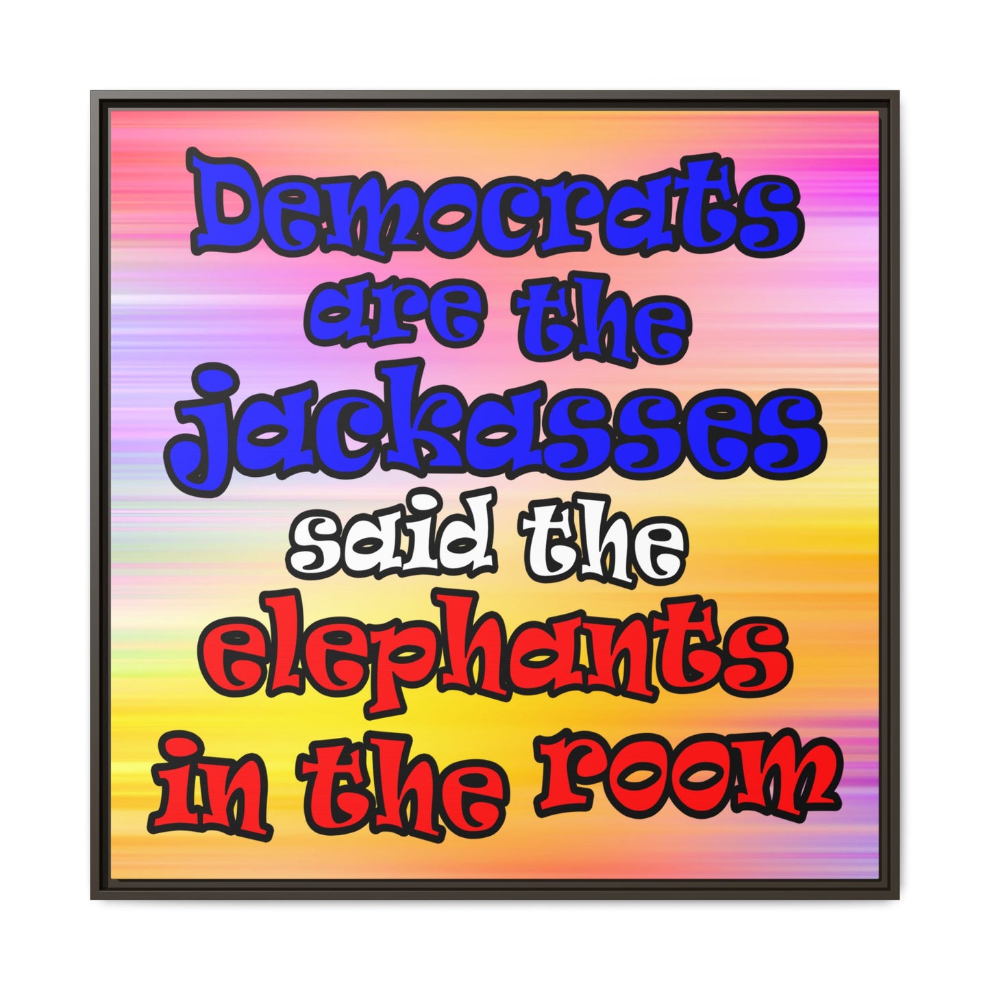 donkeys and elephants - framed canvas art (color blur)