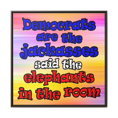 donkeys and elephants - framed canvas art (color blur)