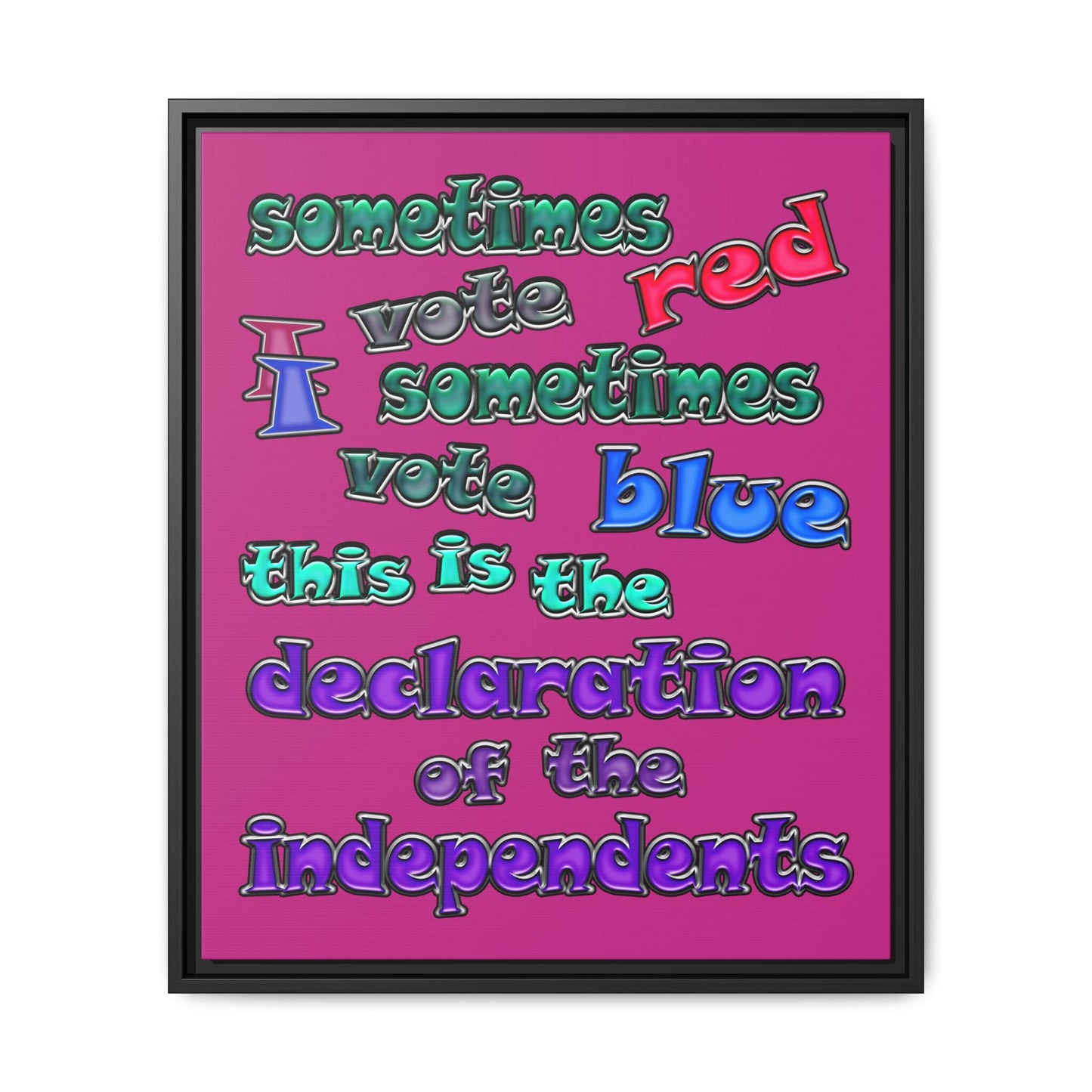 declaration of the independents - framed canvas art (pink)