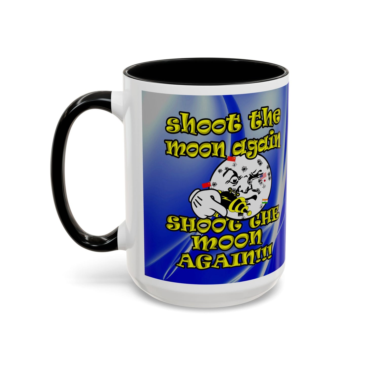 shoot the moon again - Accent Mug (blue-white wave)