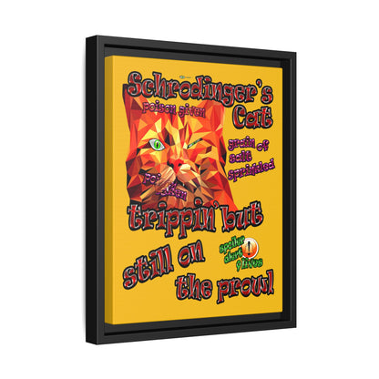 schrodinger's cat - framed canvas art (yellow)
