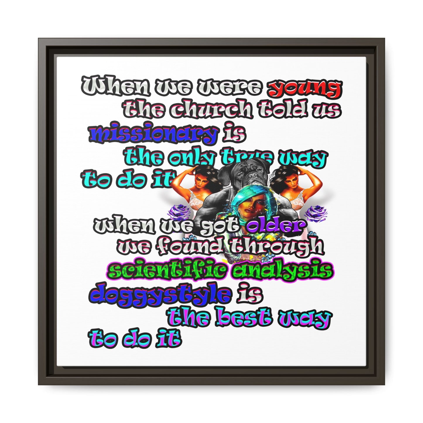 doggystyle - framed canvas art (white)