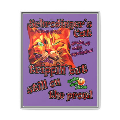 schrodinger's cat - framed canvas art (light purple)