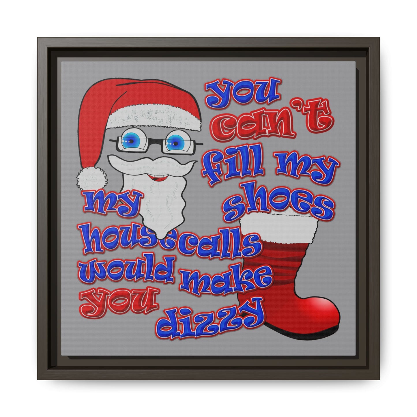 santa's shoes - framed canvas art (grey)