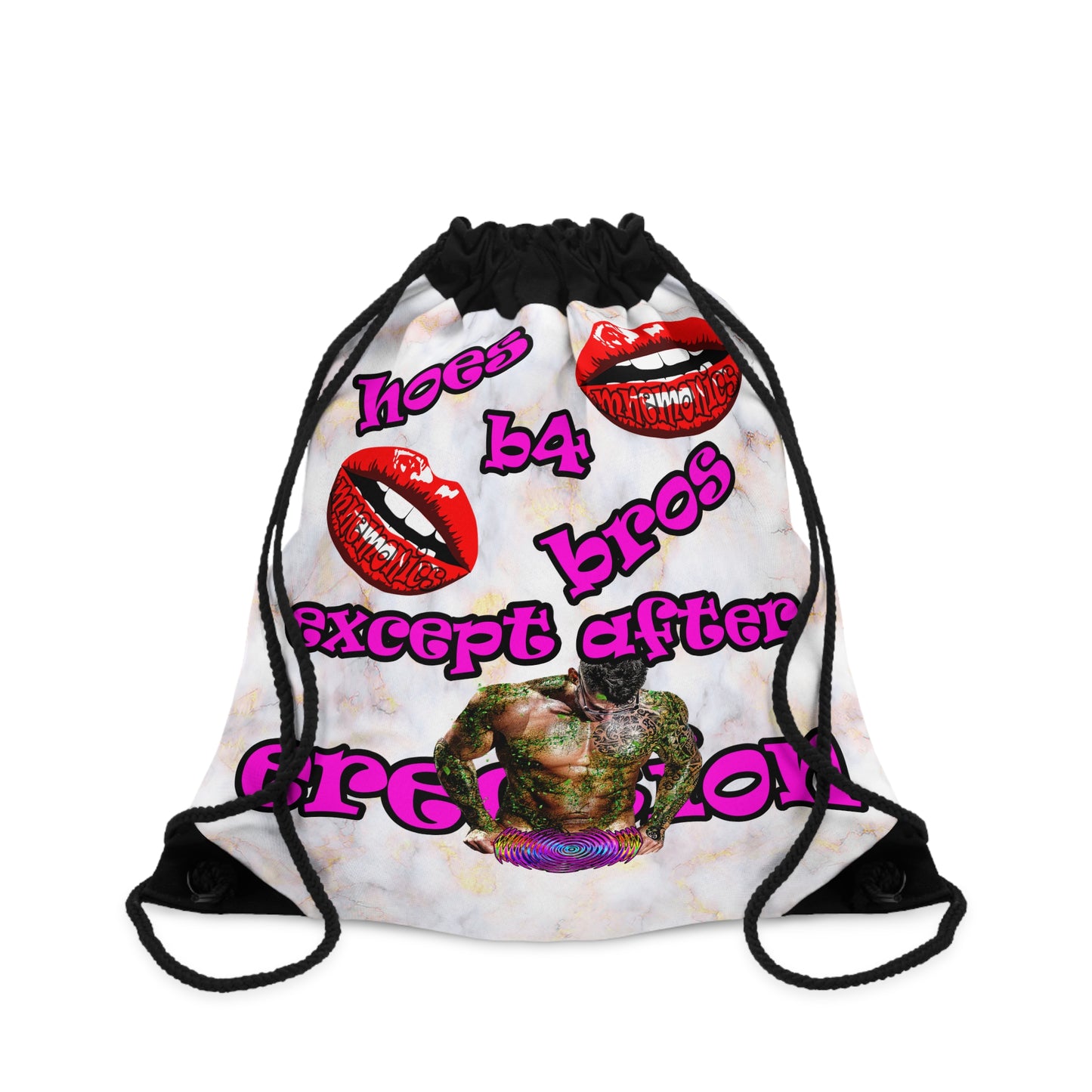 hoes b4 bros - Drawstring Bag (white marble)