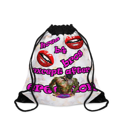 hoes b4 bros - Drawstring Bag (white marble)