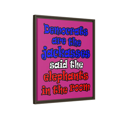 donkeys and elephants - framed canvas art (pink)