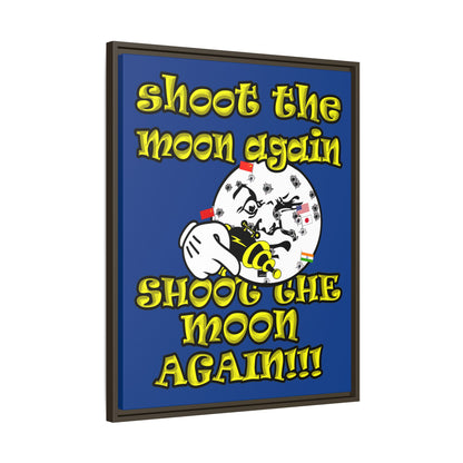 shoot the moon again - framed canvas art (dark blue)