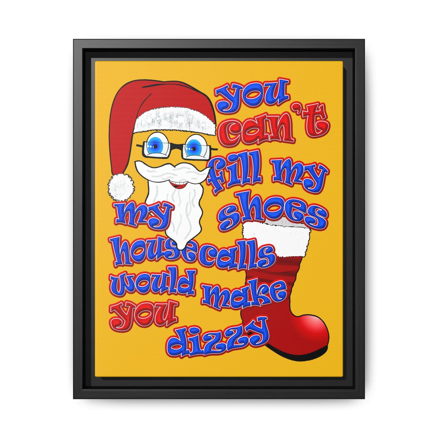 santa's shoes - framed canvas art (yellow)