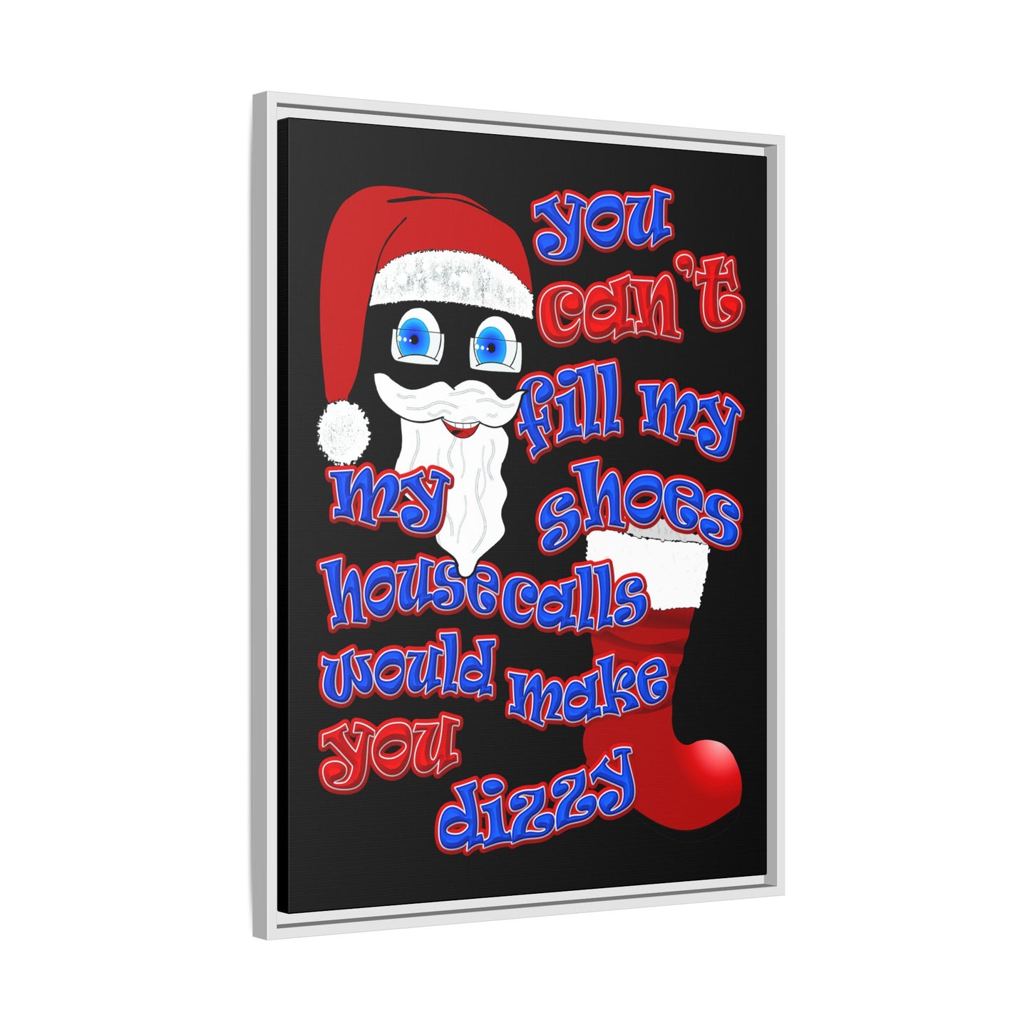 santa's shoes - framed canvas art (black)