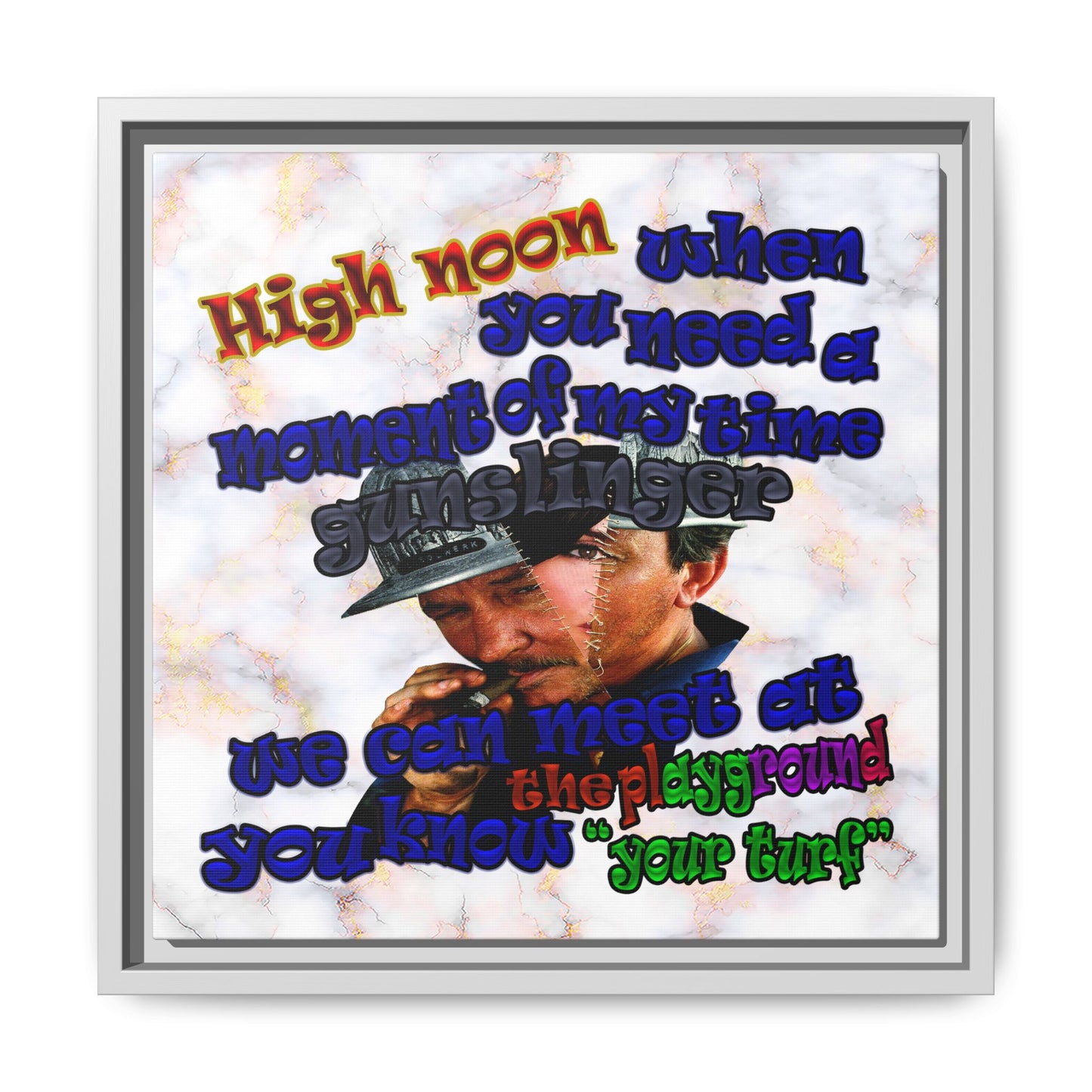 high noon - framed canvas art (white marble)