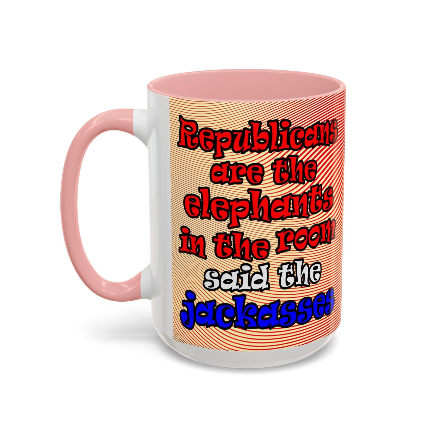 donkeys and elephants - Accent Mug (yellow-orange wave)