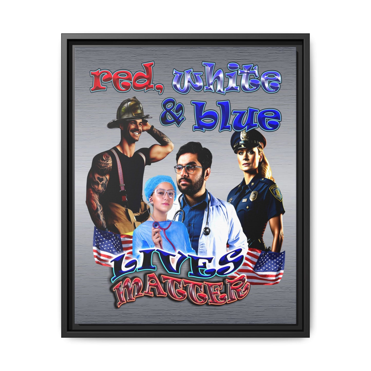 rw&b lives matter - framed canvas art (brushed nickel)