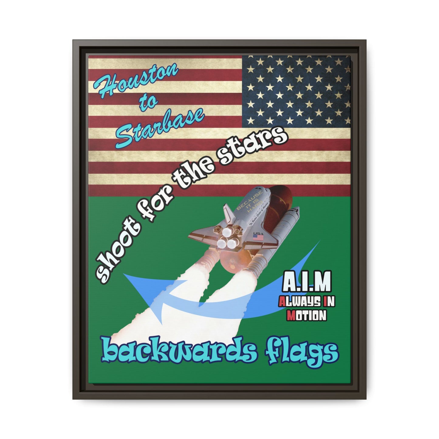 shoot for the stars - framed canvas art (dark green)