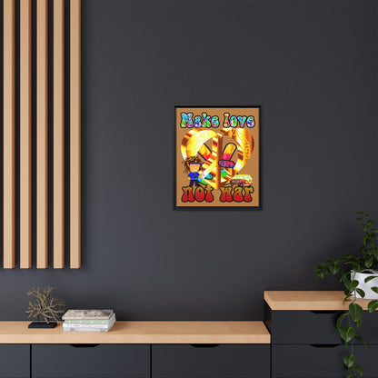 love peace - framed canvas art (light brown)