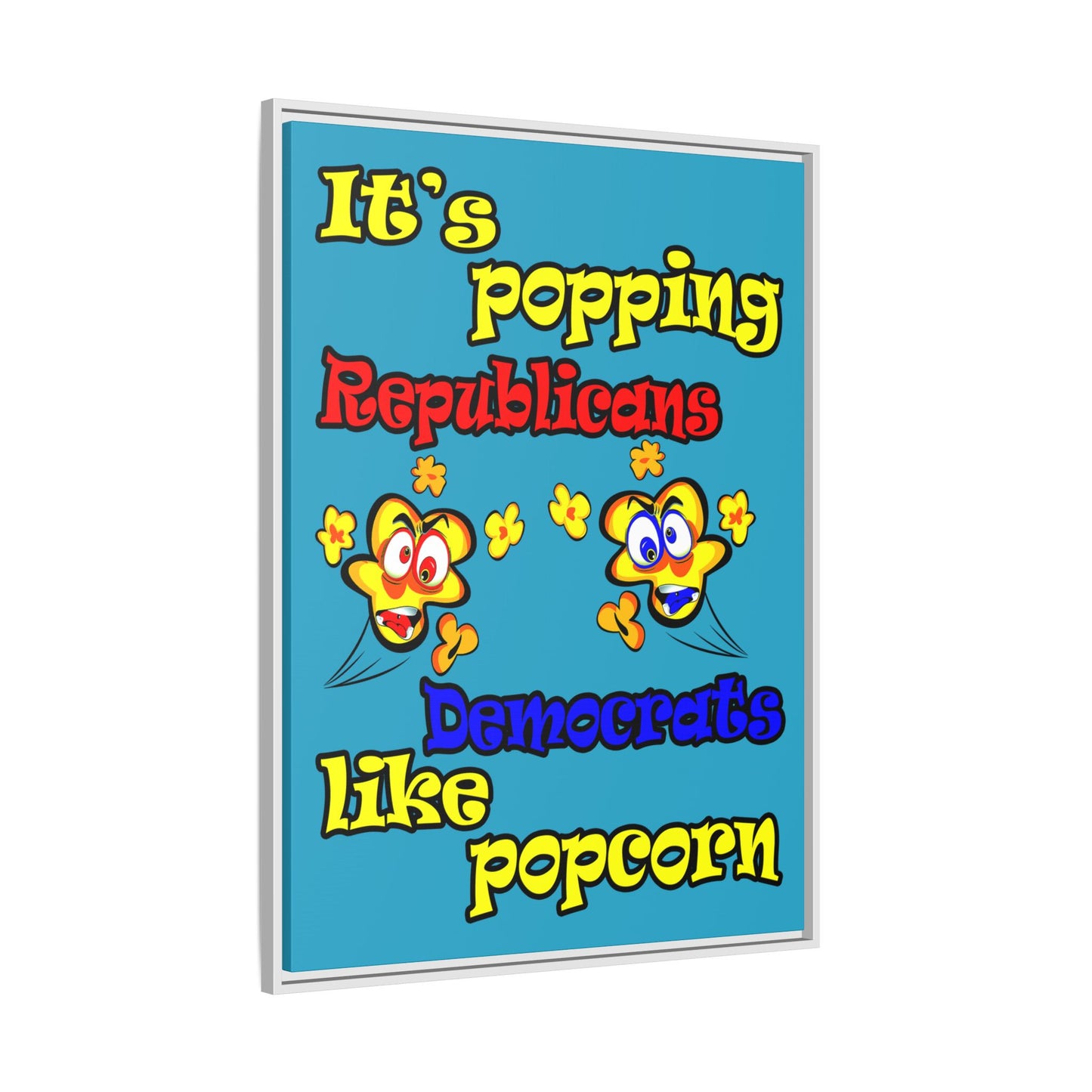 popping like popcorn - framed canvas art (turquoise)