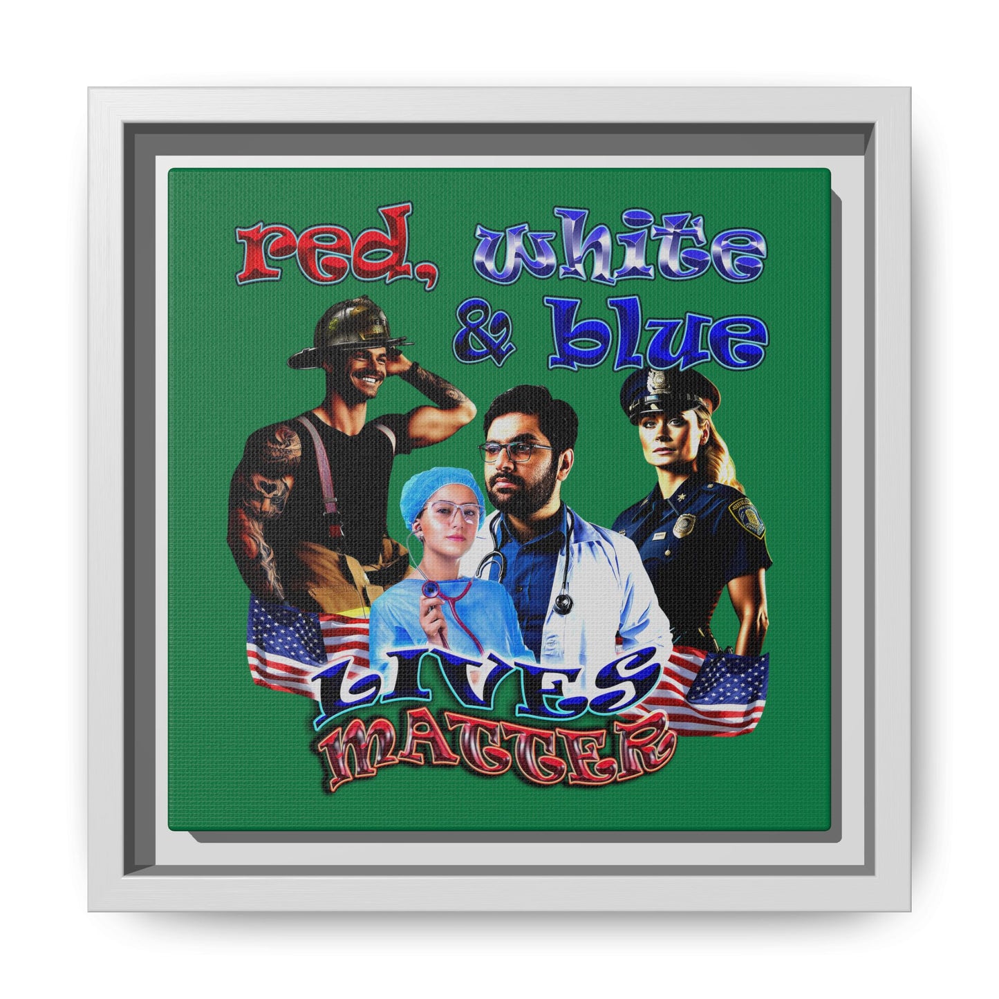 rw&b lives matter - framed canvas art (dark green)