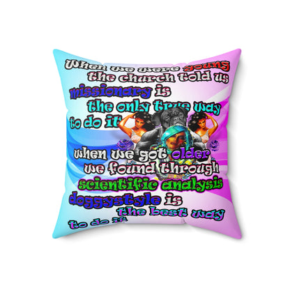 doggystyle - Spun Polyester Square Pillow - (light blue-pink wave)