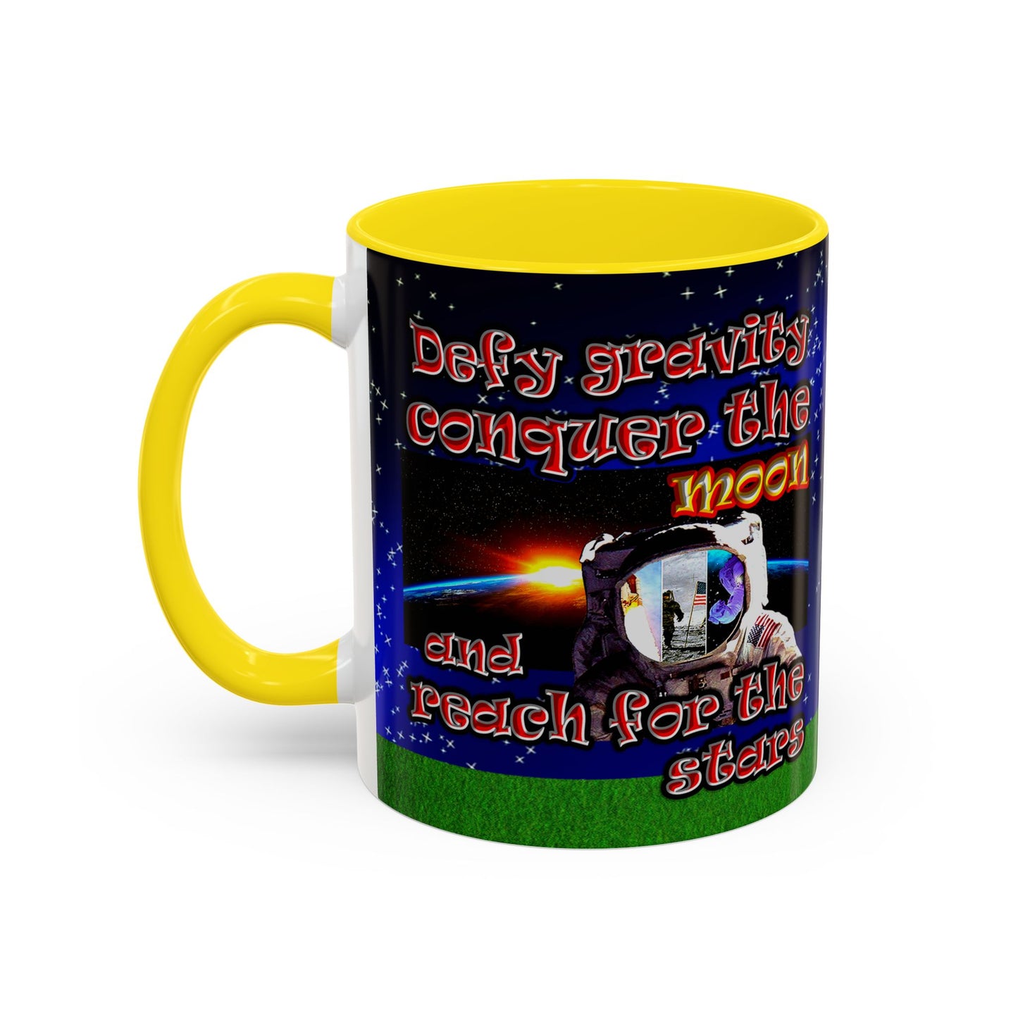defy conquer reach - Accent Mug ('snoops' background)