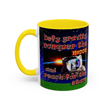 defy conquer reach - Accent Mug ('snoops' background)