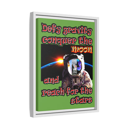defy conquer reach - framed canvas art (green)