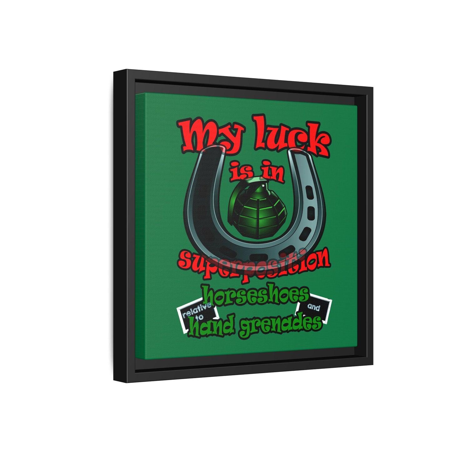 my luck - framed canvas art (dark green)