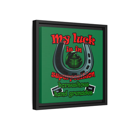 my luck - framed canvas art (dark green)