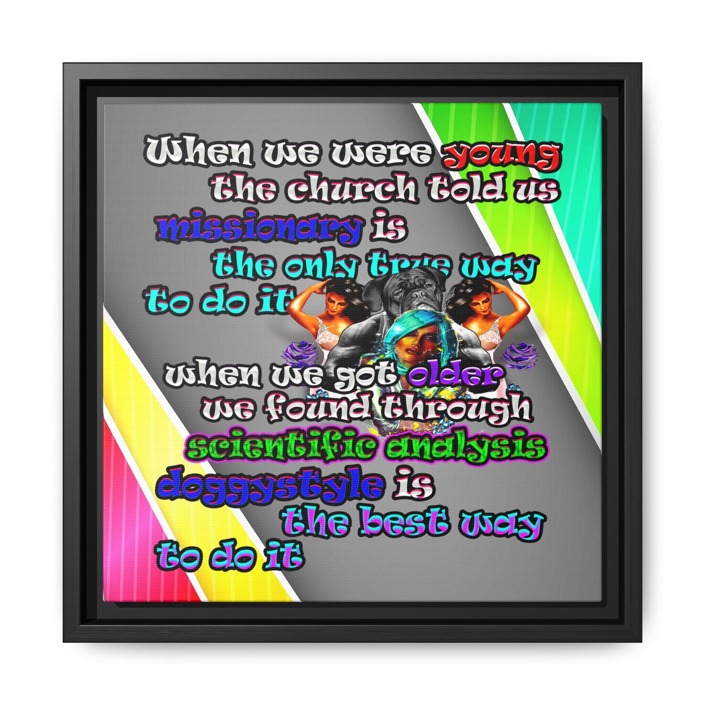 doggystyle - framed canvas art (rainbow split)