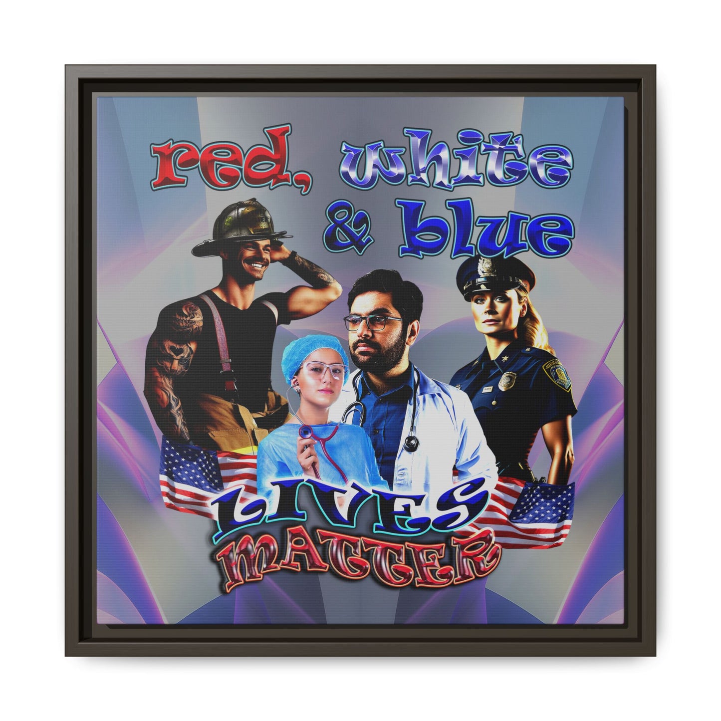 rw&b lives matter - framed canvas art (grey-pink wave)