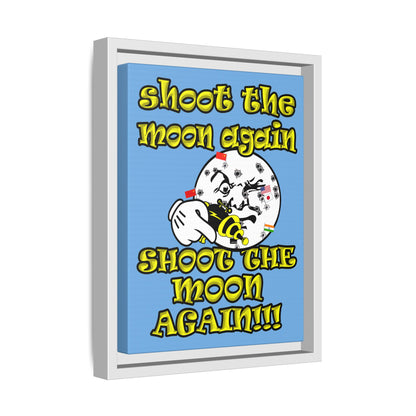 shoot the moon again - framed canvas art (light blue)