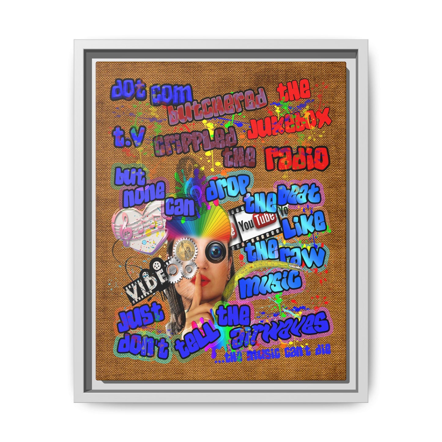 drop the beat - framed canvas art (brown papyrus)