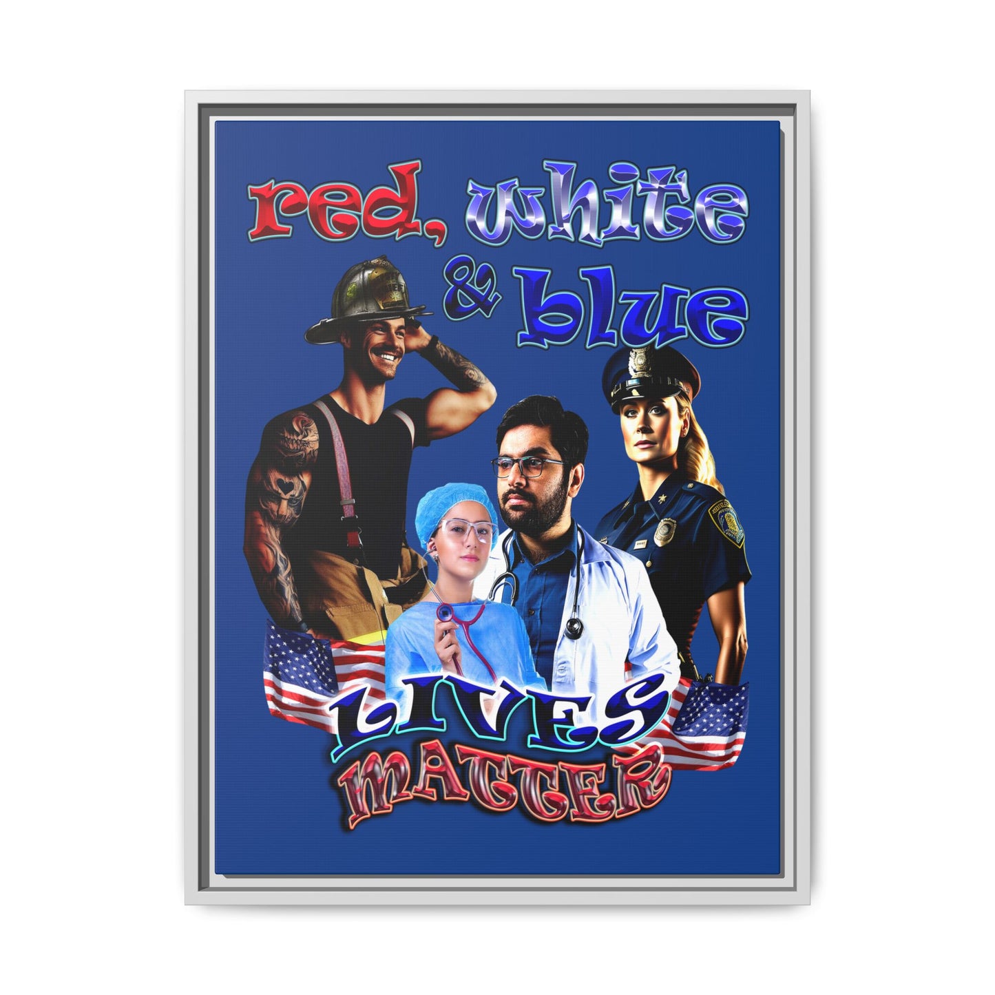 rw&b lives matter - framed canvas art (dark blue)
