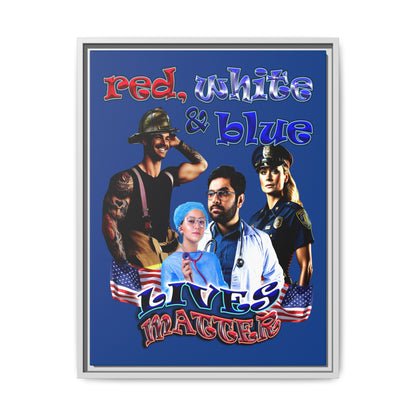 rw&b lives matter - framed canvas art (dark blue)